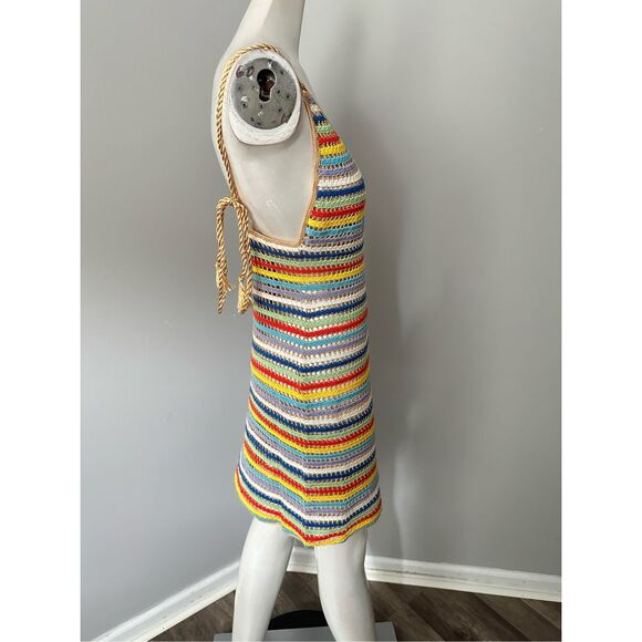 NWT My Beachy Side V-neck Ali Strappy Crocheted Mini Dress Multicolor Small - Picture 10 of 11